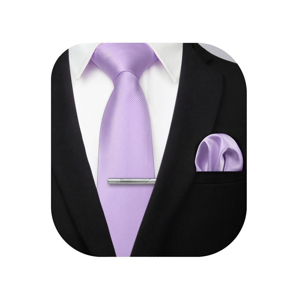3538 Purple Ties Classic Business Necktie Lavender Ties and Pocket Square